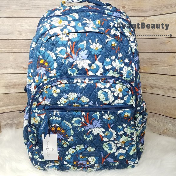 VERA BRADLEY Essential Large Backpack  Floral Blue Bursts Lunch Bunch Set New - Picture 8 of 16